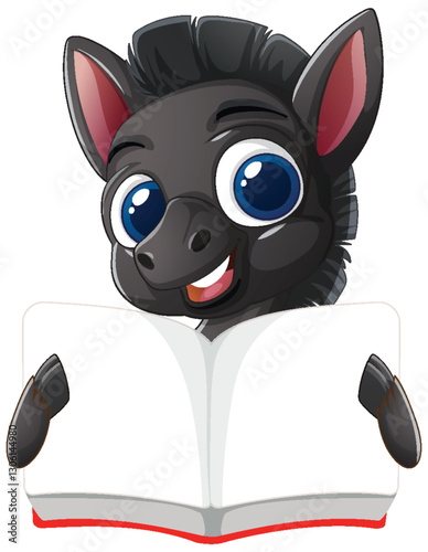 Cute Donkey Reading a Book