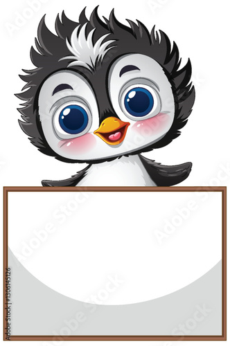 Cute Penguin with Blank Sign