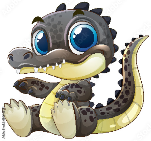 Adorable Baby Crocodile Cartoon Illustration