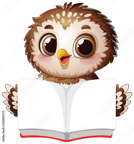 Cute Owl Reading a Book