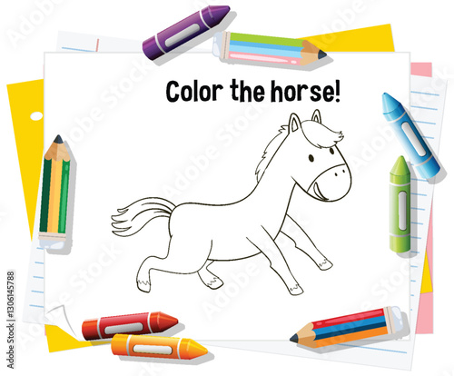Colorful Horse Doodle for Kids