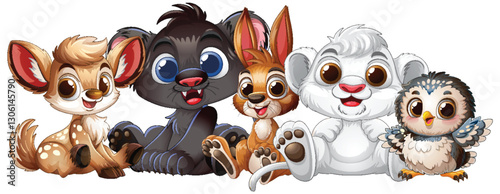 Adorable Animal Friends Sitting Together