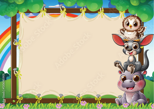 Cute Animal Friends in Nature Scene