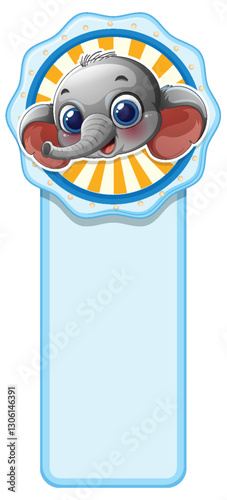 Cute Elephant Badge Illustration