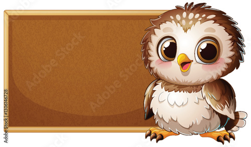 Cute Owl with Blank Chalkboard