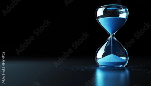 Hourglass With Blue Sand On Black