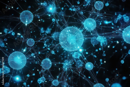 Wallpaper Mural A web of blue icons connected with digital pathways in a virtual space. Torontodigital.ca