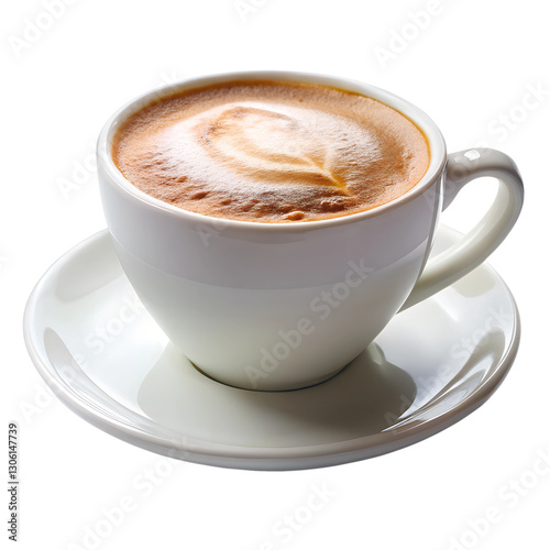 cup of cappuccino side view on white background 