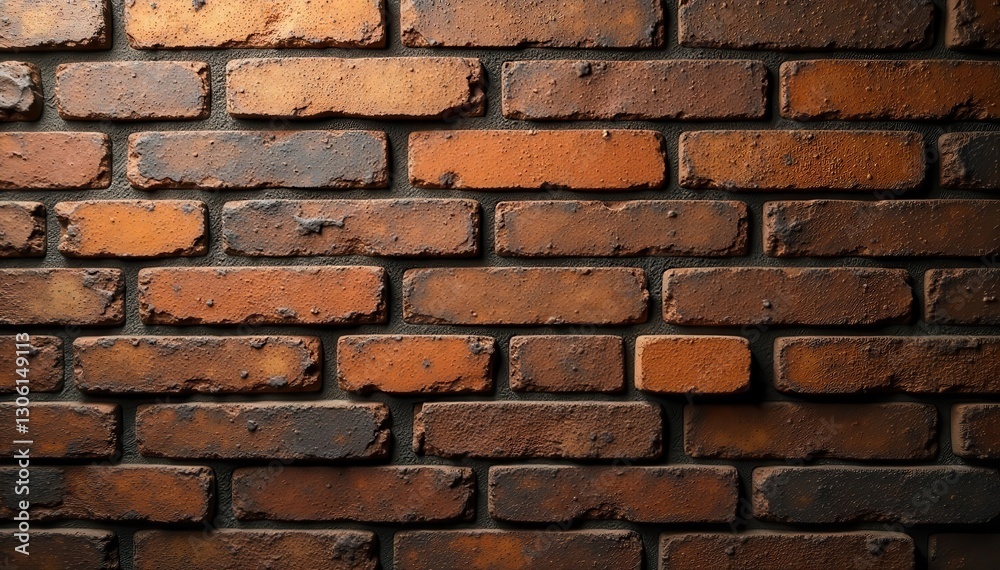 Obraz premium Rough chocolate brown brick wall, textured surface, material, brown