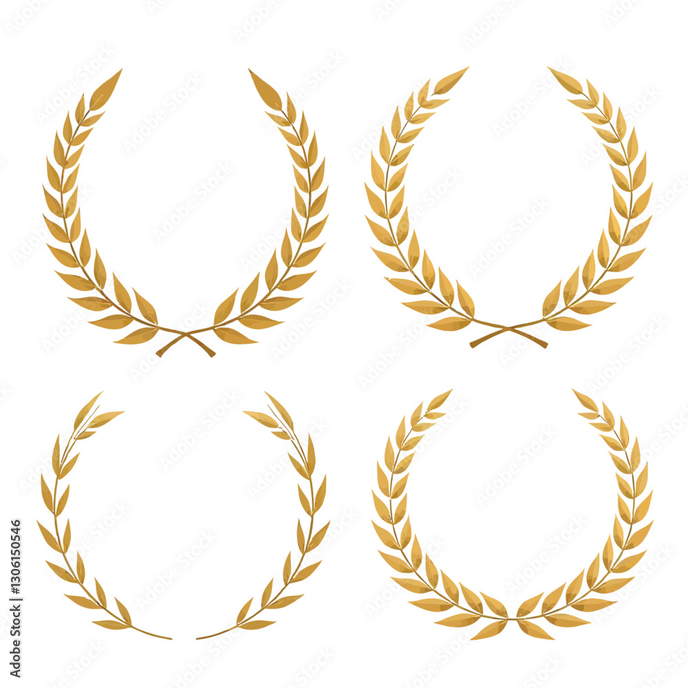 Wreath wheats ears icons and rice seed logo design elements set Wreath wheats ears icons and rice seed logo design elements set