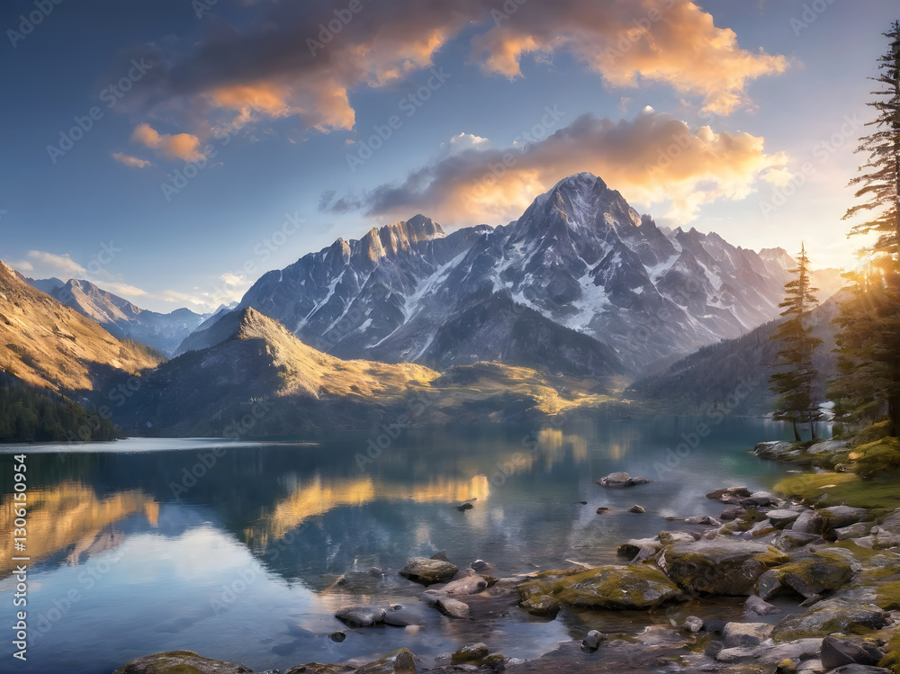 Fototapeta premium lake in the mountains. ai generated