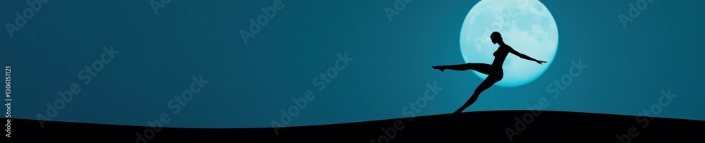 Naklejka premium Elegant dancer silhouette under a full moon