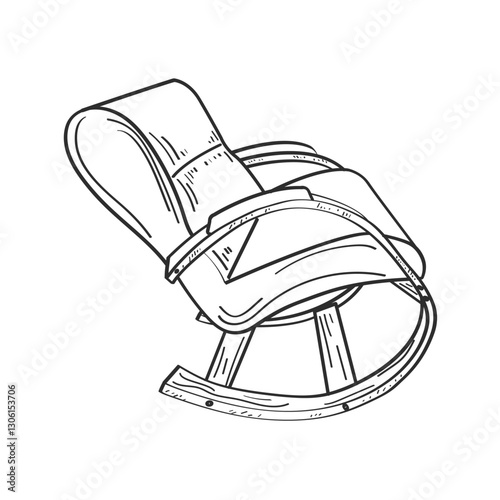 Vintage vector illustration. Hand drawn sketch of a rocking chair. Isolated on white background.