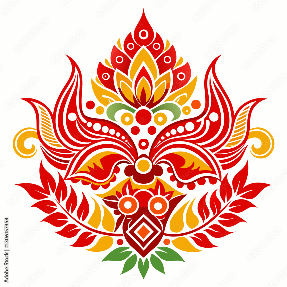 Batik Style Art on Crisp White Background Batik Style Art on Crisp White Background