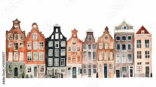 Houses in Amsterdam, watercolor