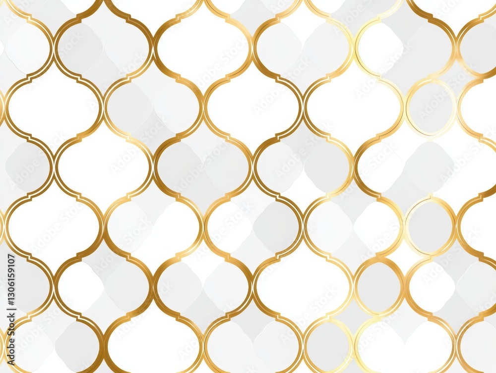 Fototapeta premium Seamless golden Moroccan lattice designs forming an intricate and culturally inspired Art Deco pattern
