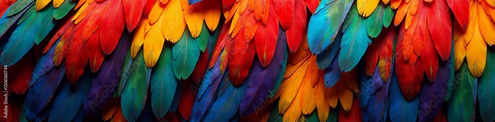 Obraz premium Close up of colorful bird feathers in a repeating pattern, texture, bird, wildlife