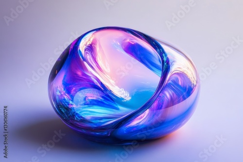 A blue and purple glass object with a blue swirl