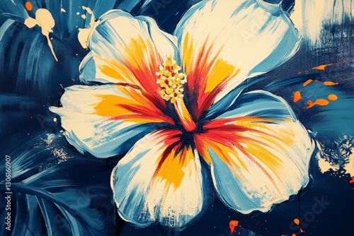 Wallpaper Mural A painting of a flower with a yellow center and white petals Torontodigital.ca