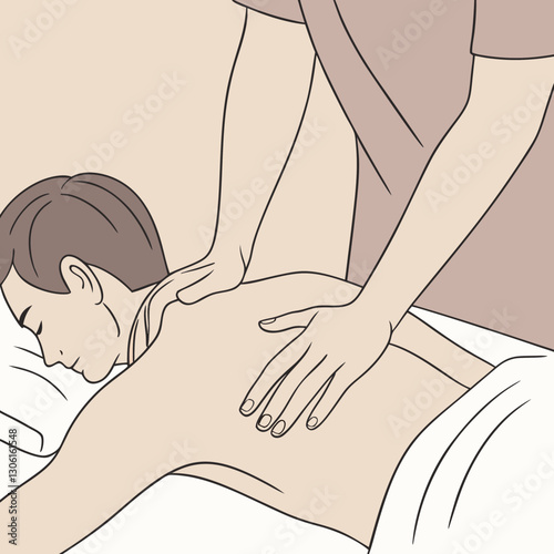 Relaxing massage therapy session with therapist working on client back. soothing atmosphere promotes wellness and stress relief