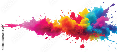 Trendy Aquarelle Splash Art: Bright and Bold Watercolor Strokes and Splatter in a Rainbow of Colors, Isolated on a White Canvas for a Fresh, Modern Touch in Abstract Design and Artistic Expression