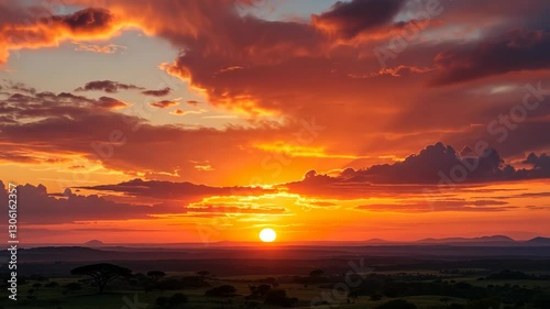 Dramatic sunset transition over rolling hills captured in stunning timelapse series
