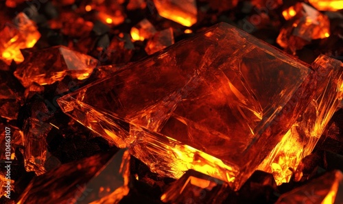 Glowing embers and crystals, abstract background, ideal for fantasy projects