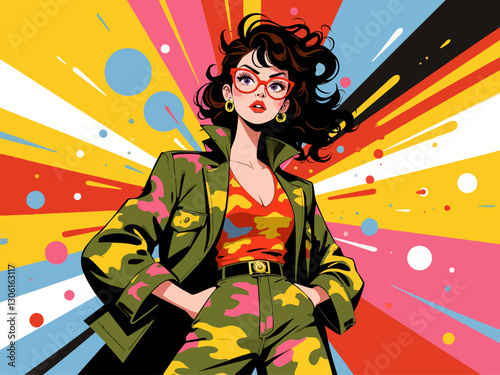 colorful army fatigue pattern. pop art style