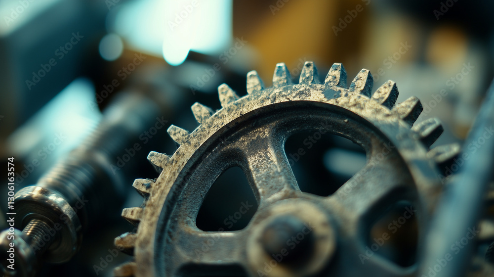 Interlocking Gears in Focus: Mechanical Precision