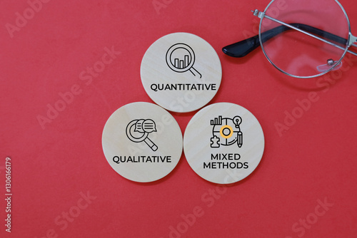 wooden cube with three icons These three research approaches are quantitative, qualitative, and mixed methods