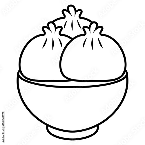 dumplings food on bowl icon illustration