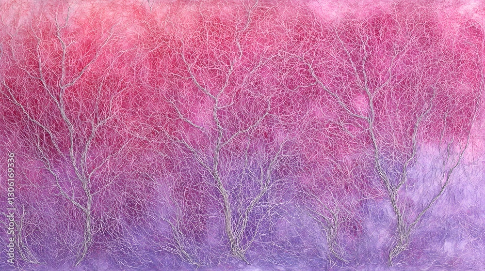 Fototapeta premium Abstract Pink Purple Watercolor Treescape Art
