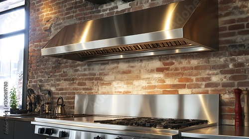 A wall mounted exhaust hood placed above an electric
