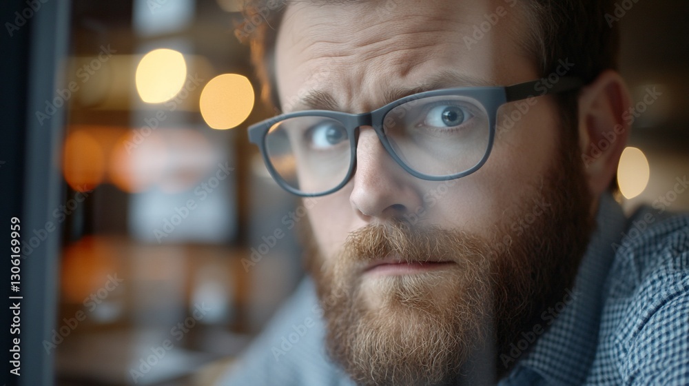 Man looking through window, cafe background Man looking through window, cafe background