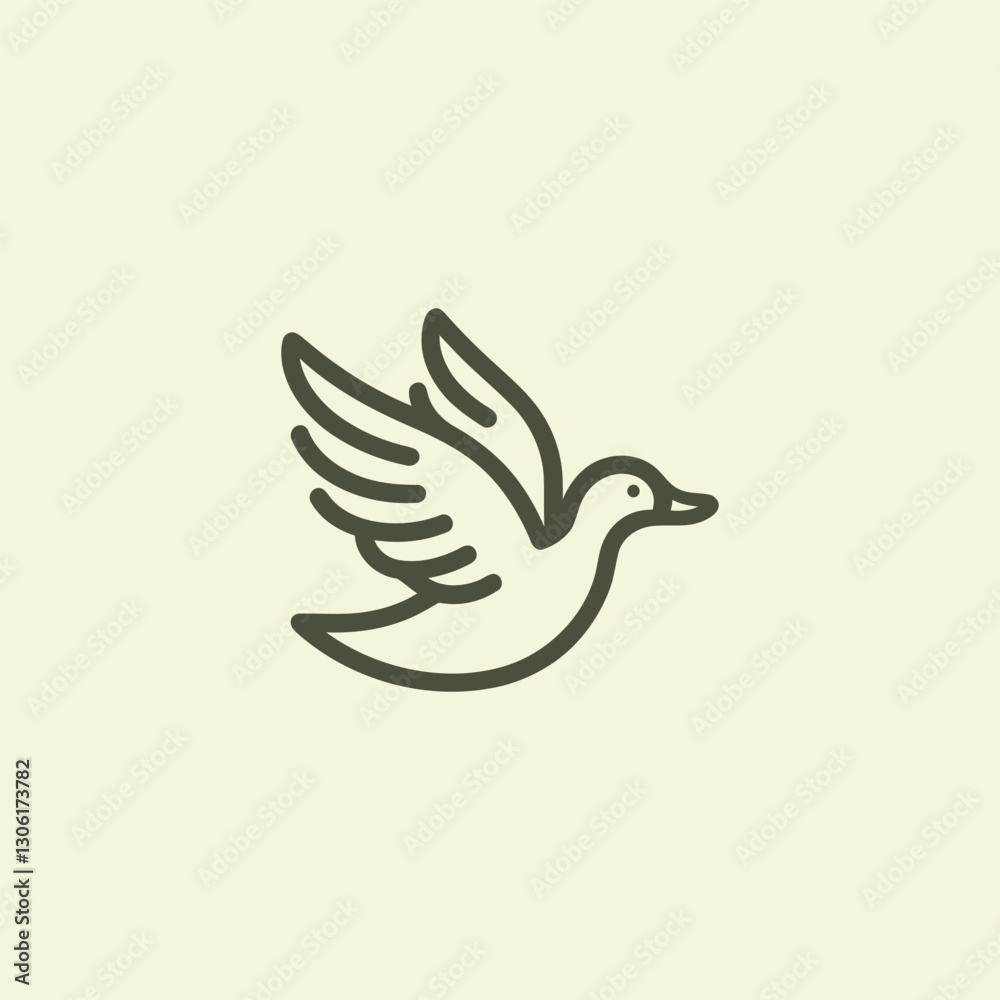 Obraz premium Minimalist Flying Duck Logo – A clean flying duck logo symbolizing freedom and grace.