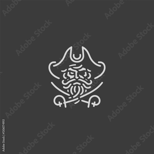 Line Art Pirate Captain Logo – A bold pirate captain logo in sleek line style.