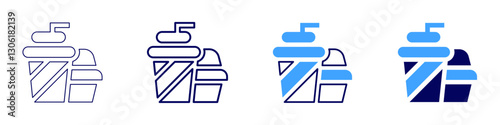 Food franchise icon in 4 different styles. Thin Line, Line, Bold Line, Duotone. Duotone style. Editable stroke