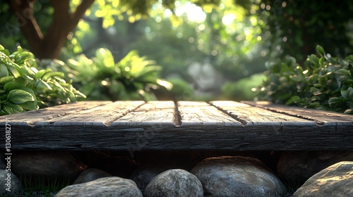 Wallpaper Mural Serene Wooden Pathway Bathed in Warm Sunlight. AI Generated Torontodigital.ca