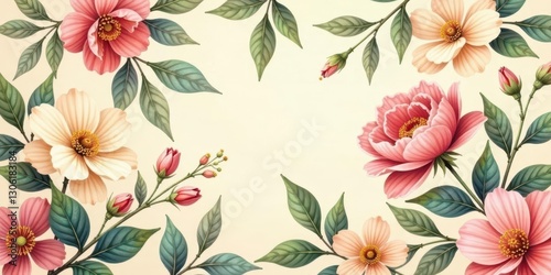 Wallpaper Mural A Delicate Arrangement of Pastel Blossoms and Lush Greenery Creates a Serene and Elegant Floral Border Torontodigital.ca