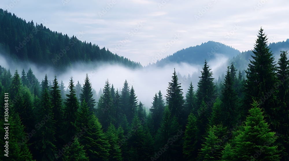 Dark Moody Foggy Forest Mountain Landscape Dark Moody Foggy Forest Mountain Landscape