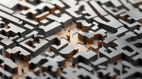 Abstract city model, textured surface, urban planning, background design, architectural concept