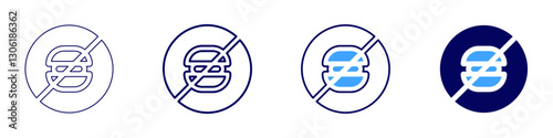 No burger icon in 4 different styles. Thin Line, Line, Bold Line, Duotone. Duotone style. Editable stroke