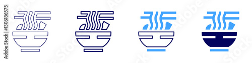 Ramen icon in 4 different styles. Thin Line, Line, Bold Line, Duotone. Duotone style. Editable stroke