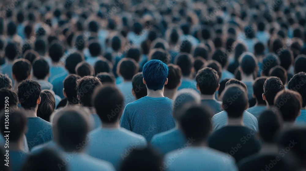Obraz premium Unique Individual Amongst a Sea of Similar Faces in a Crowd
