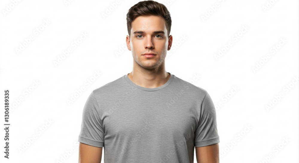 Fototapeta premium Handsome man in a gray t-shirt.
