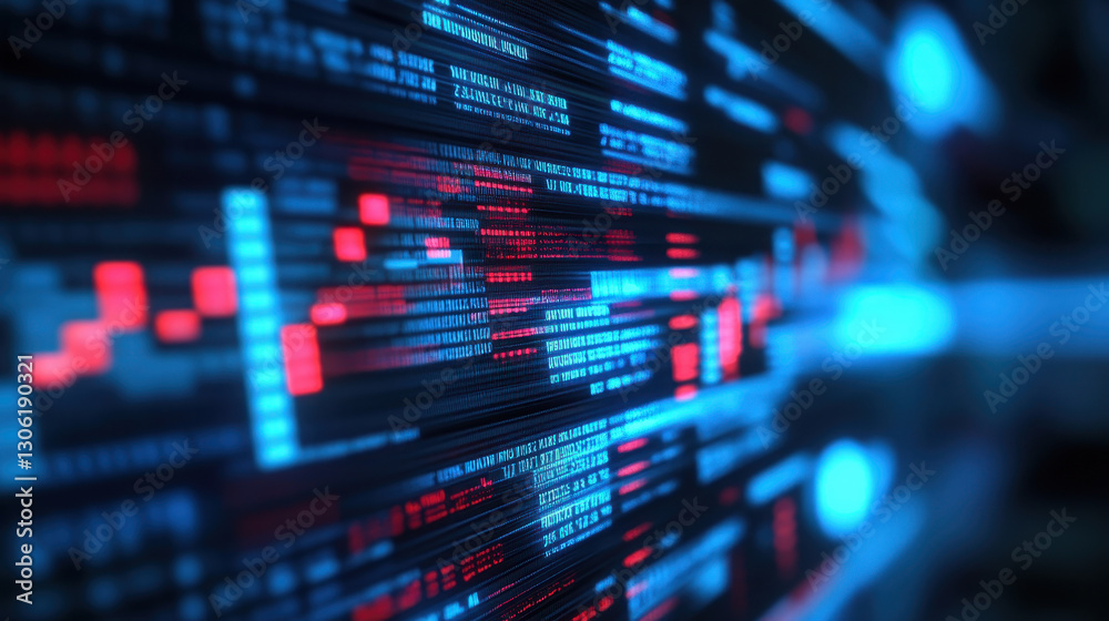 High-tech background with glowing stock market charts and graphs High-tech background with glowing stock market charts and graphs