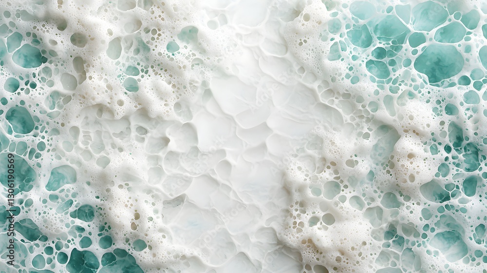 Naklejka premium Abstract Ocean Foam Texture with Turquoise and White Bubbles in Natural Light for Background Design and Artwork