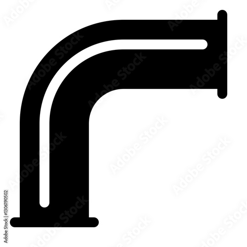 Elbow Pipe Icon, A 90-Degree Pipe Bend Illustration