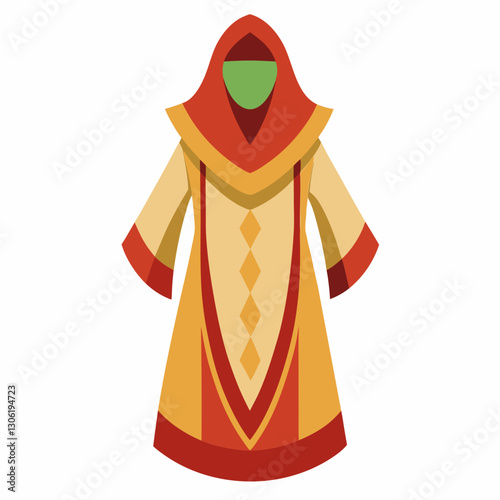 Djellaba Garb Vector Art on White Background