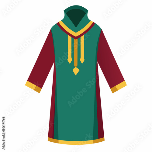 Djellaba Garb Vector Art on White Background